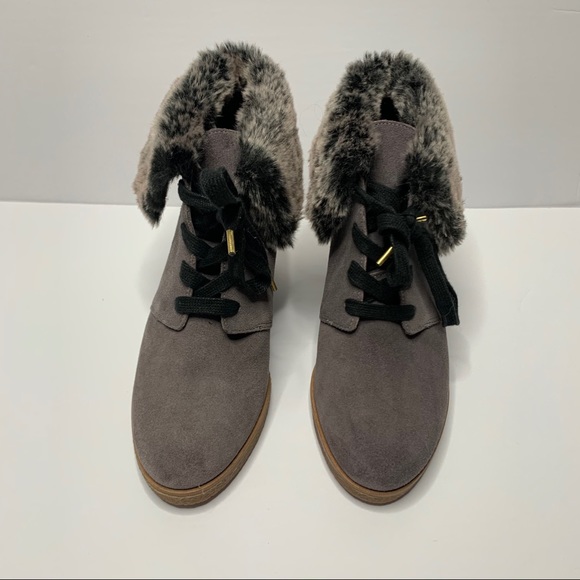 New Cole Haan Coralie Wedge fur Bootie 8 boots - Picture 6 of 10